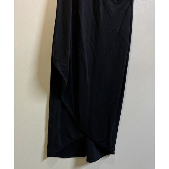 A New Day Wrap Dress Women's Size XL Black Tulip Sleeveless Midi Vneck Modal - Picture 2 of 8